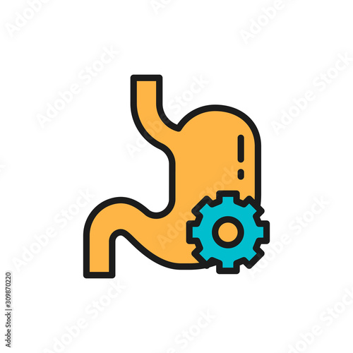 Stomach treatment flat color line icon. Isolated on white background