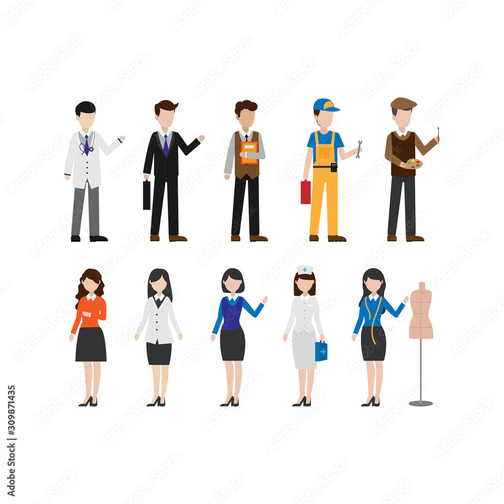 profession of different people vector design