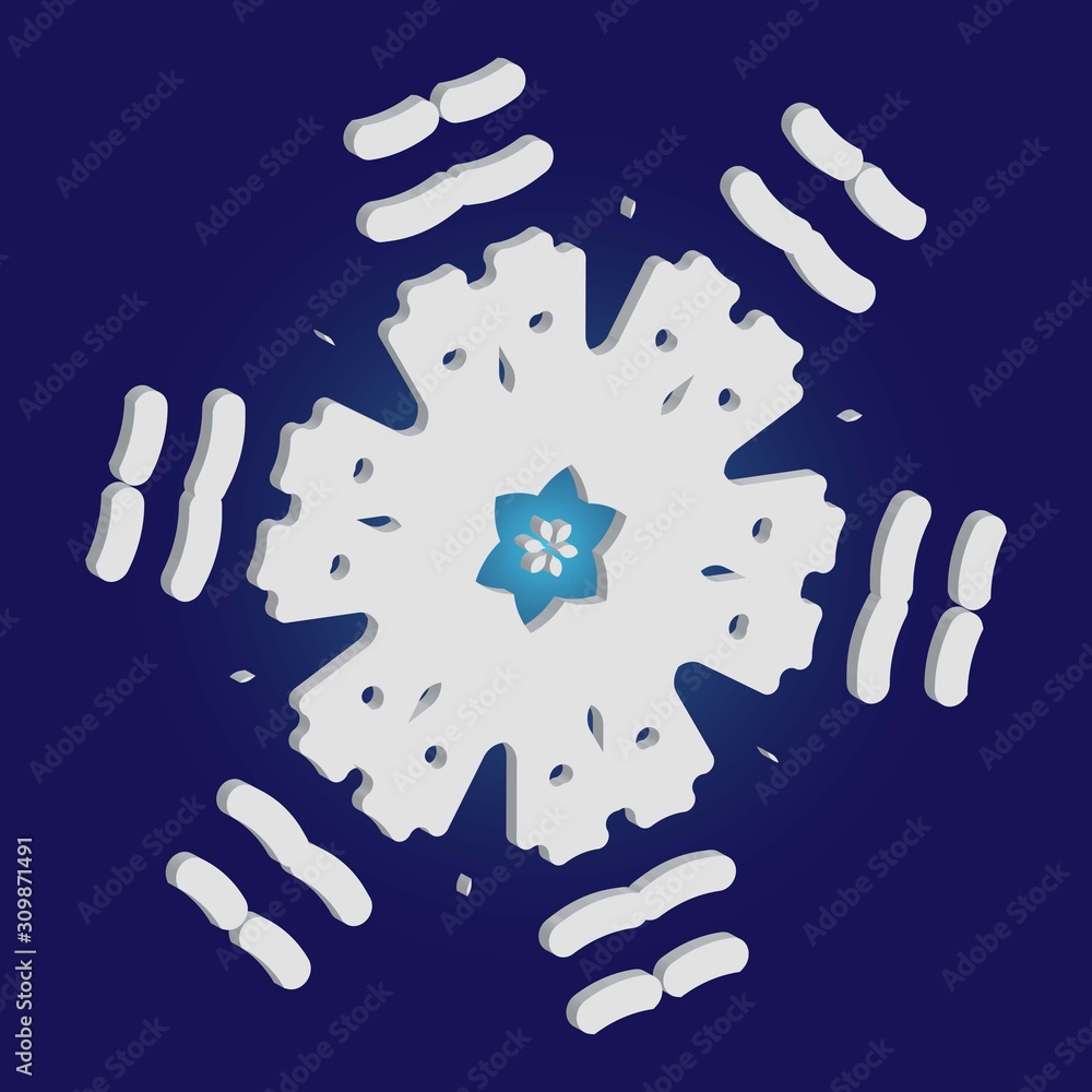 Simple christmas snowflake on blue background. Simple christmas snowflake on blue background.