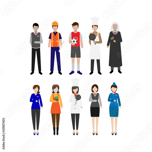 vector design of the profession collection of people
