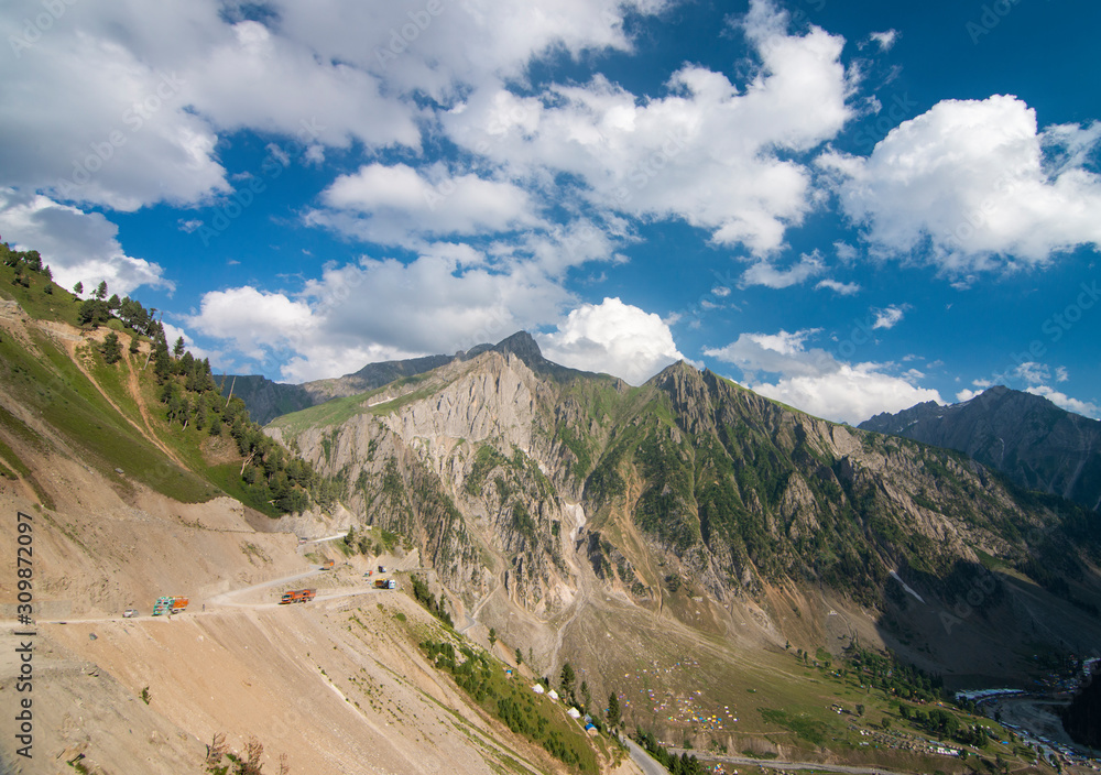 Scenic landscape in Zojila pass in Jammu and Kashmir, India,Asia