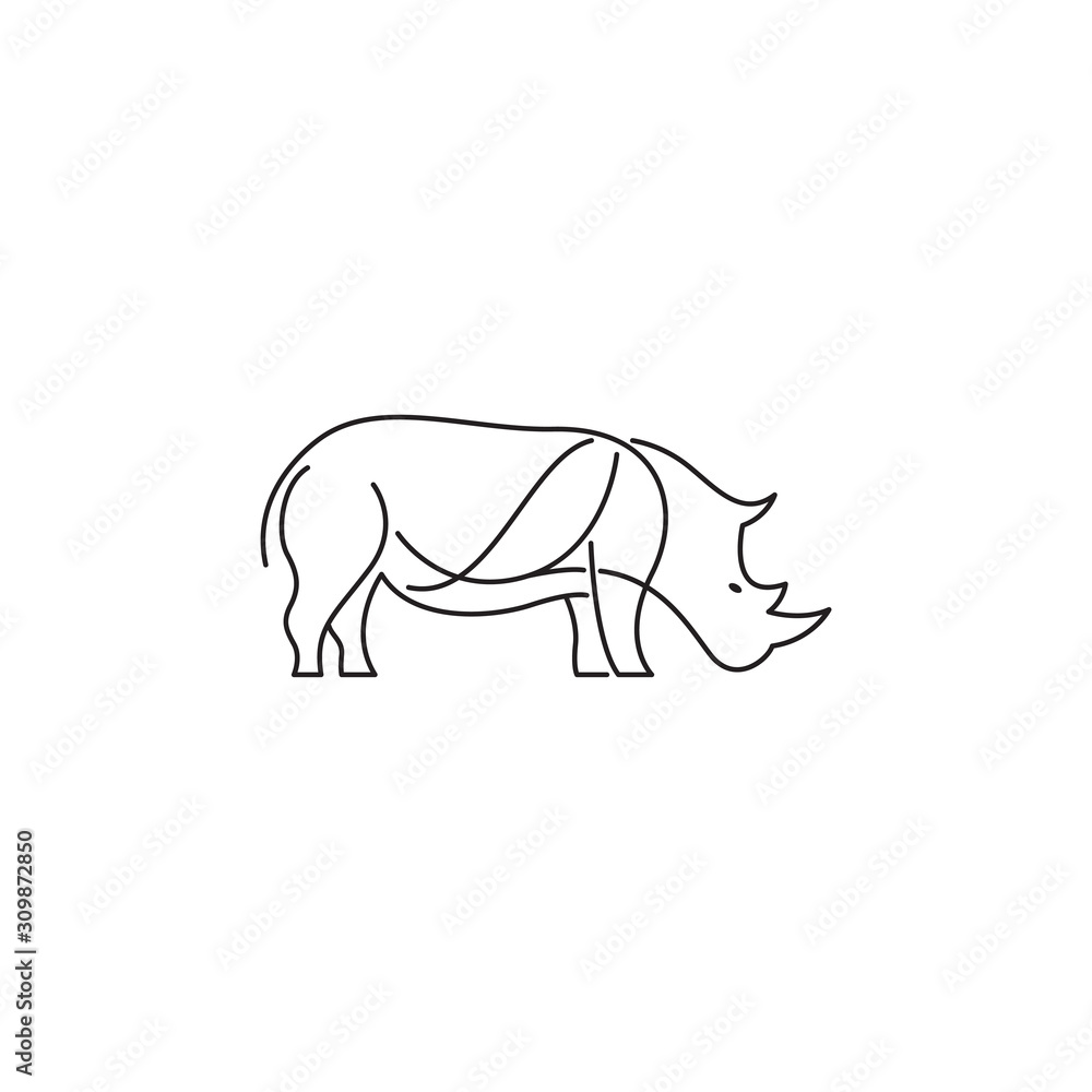 rhino vector illustration line art silhouette