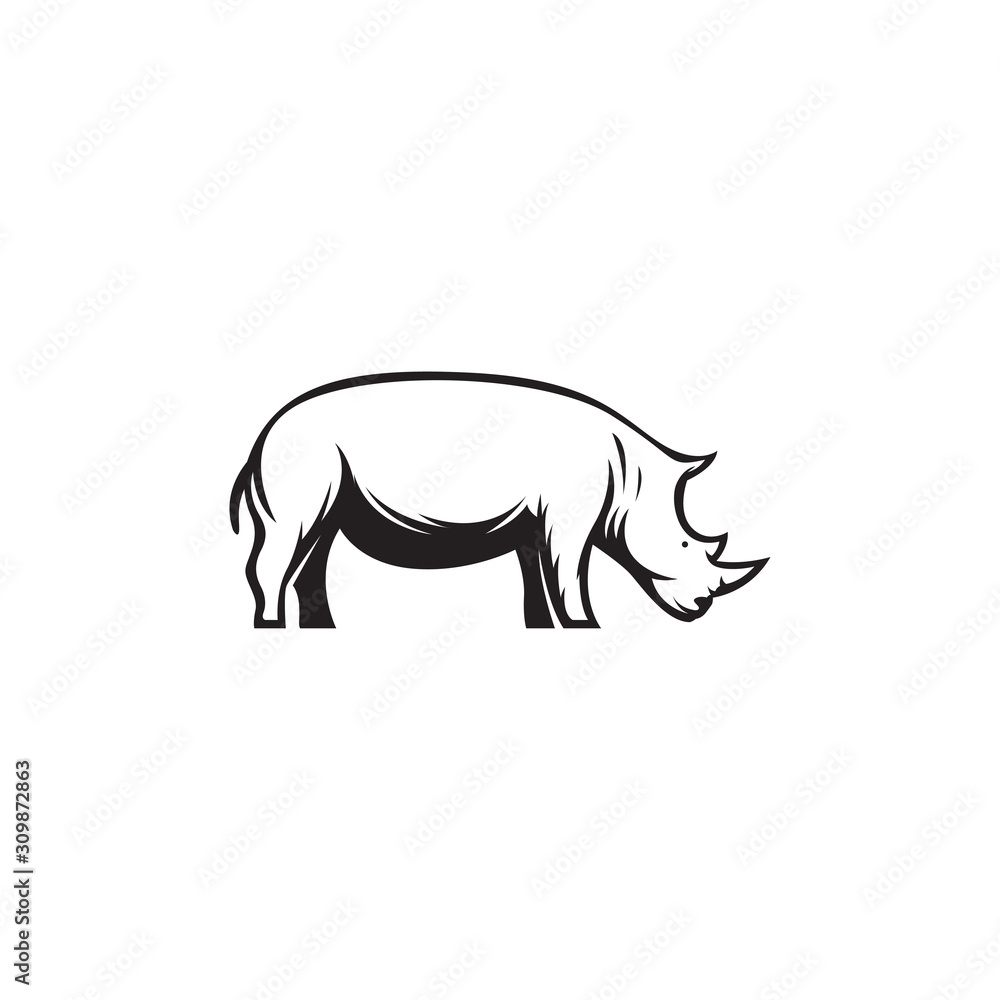 rhino vector illustration line art silhouette rhino vector illustration line art silhouette