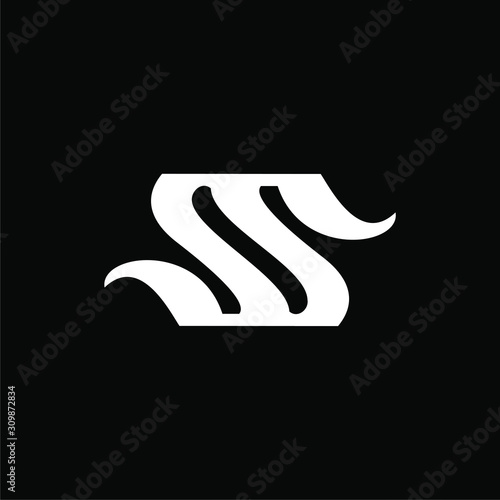 Initial letter SS or MW logo template with classic vintage concept in flat design illustration