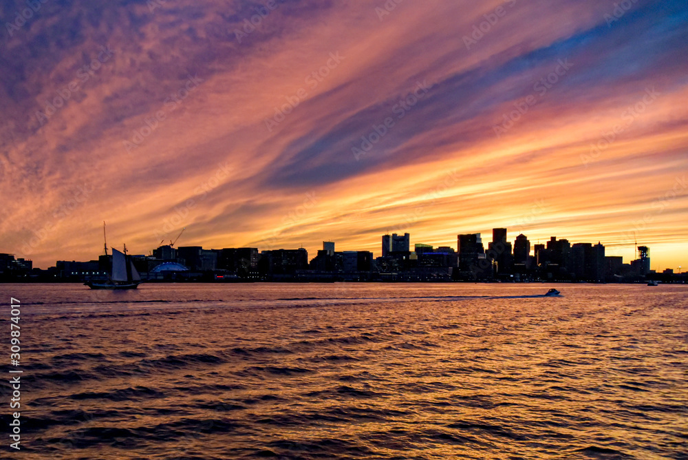 Boston Skyline at Sunset