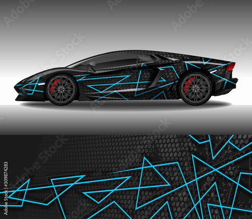 Car wrap decal design vector, custom livery race rally car vehicle sticker and tinting.