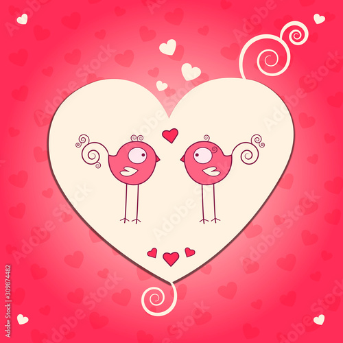 Cartel de San Valentín pájaros
