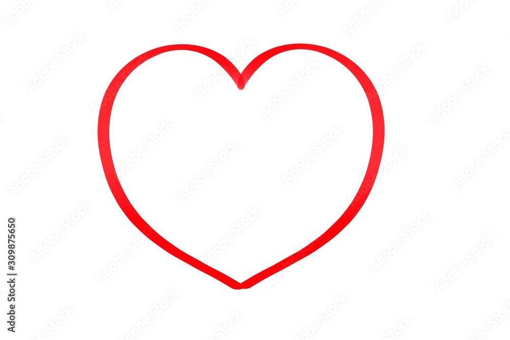 Hand drawing. Red heart isolated on white background. Cute symbol. Can be use decorate for any advertising, card, brochure, paper print or web. Valentine's day. Hand drawing. Red heart isolated on white background. Cute symbol. Can be use decorate for any advertising, card, brochure, paper print or web. Valentine's day.