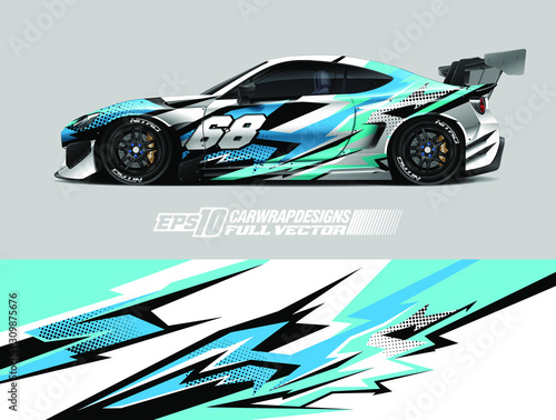 Fotografie Racing car wrap design vector