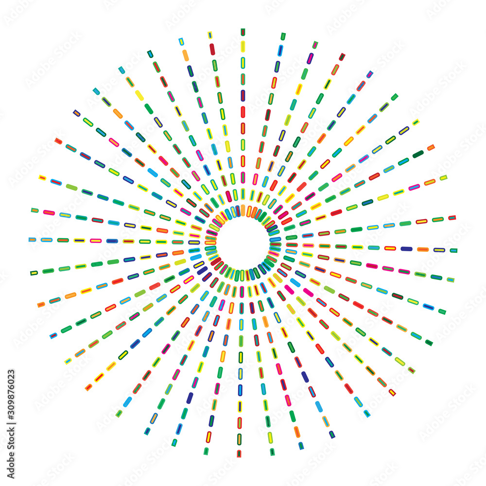 Colorful dashed random circles abstract background