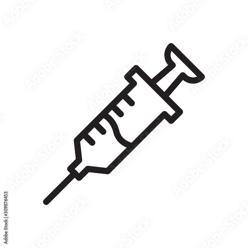 Syringe, Injection, Vaccination in trendy outline style design. Vector graphic illustration. Syringe icon for website design, logo, app, and ui. Editable vector stroke.Pixel perfect. EPS 10.