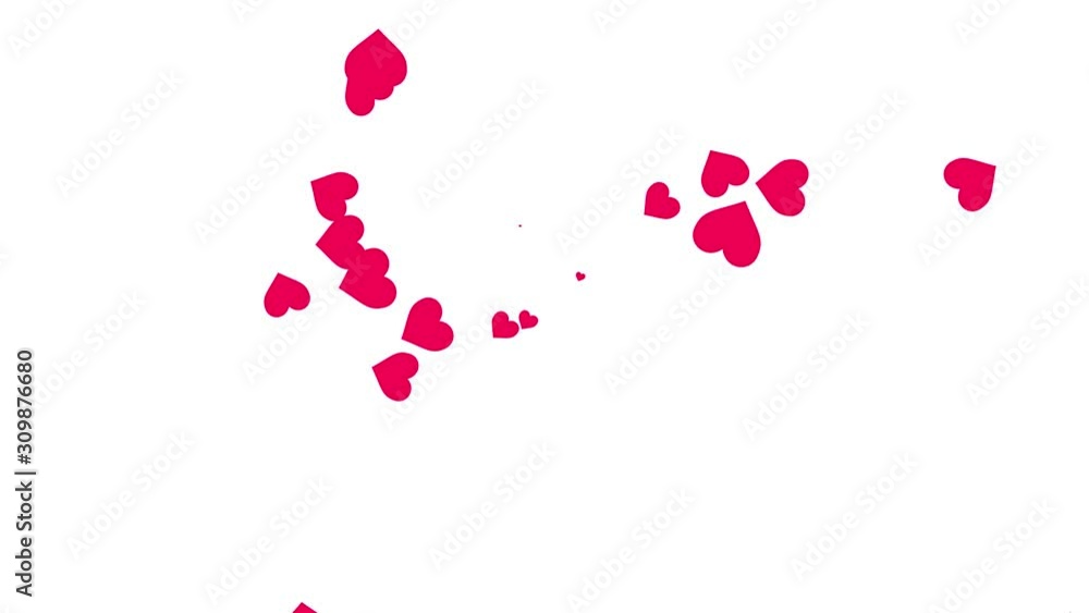 red love heart icon floating. heart emoticon shape random dynamic motion. social media icon animation Isolated on white background