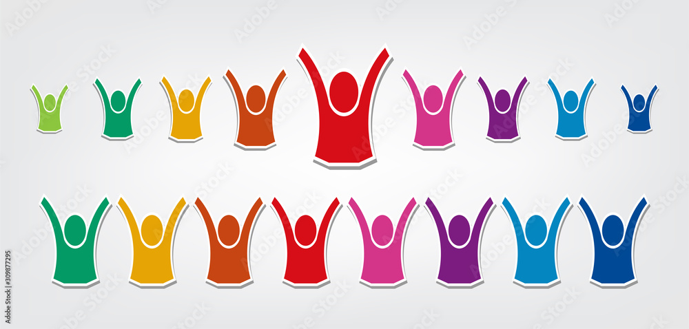 Group of eight people logo in a circle.Persons teamwork holding Group of eight people logo in a circle.Persons teamwork holding
