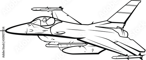 Fighter Jet Vector Line Artwork