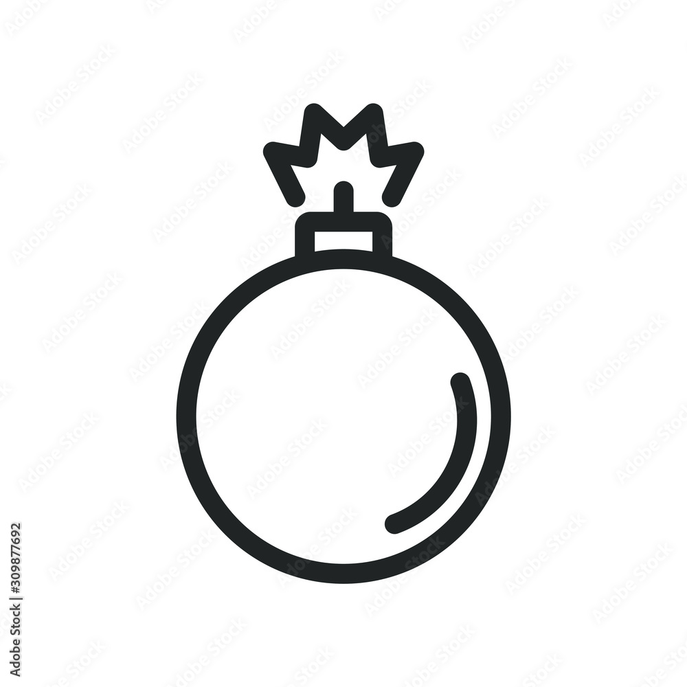Bomb icon vector sign isolated for graphic and web design. Bomb symbol template color editable on white background. Thin linear graphic Eps10. Bomb icon vector sign isolated for graphic and web design. Bomb symbol template color editable on white background. Thin linear graphic Eps10.