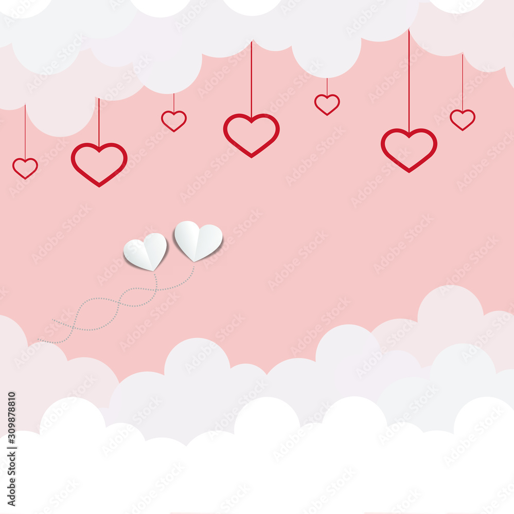 Valentine's day concept background. Vector paper hearts