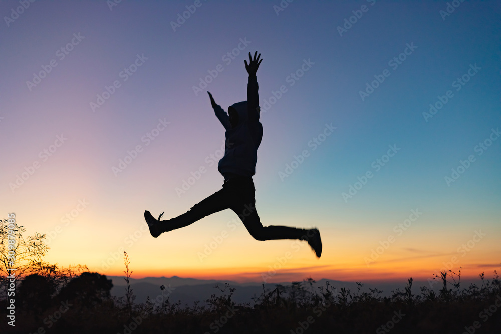 custom made wallpaper toronto digitalSilhouette of happy people jumping playing on mountain at sunset