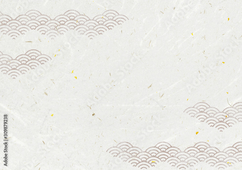 背景：青海波 波 海 伝統 模様 和風 和柄 図案 壁紙 素材 テクスチャー 茶 ブラウン