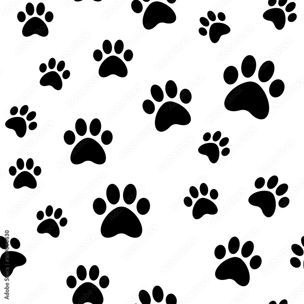 Paws seamless pattern. Dog paw texture. Mascot love background. Paws seamless pattern. Dog paw texture. Mascot love background.