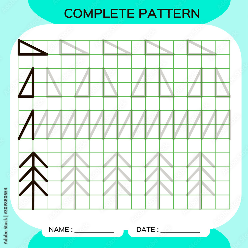 Complete pattern. Tracing Lines Activity For Early Years. Preschool