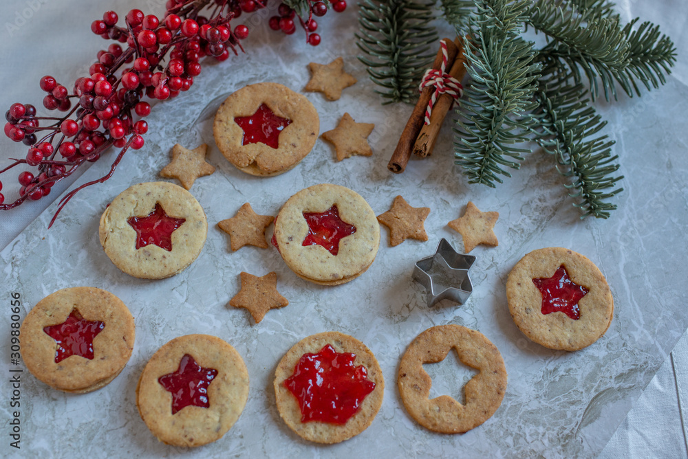 home made traditional German Linzer Cookies
