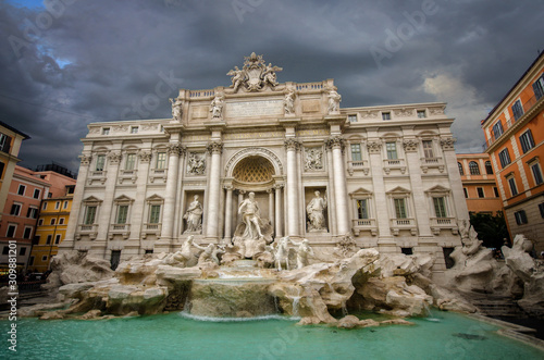 The Trevi Fountain (Italian: Fontana di Trevi) in Rome, Italy. One of the famous attraction in the city. The largest Baroque fountain in Rome, Italia and the most beautiful.