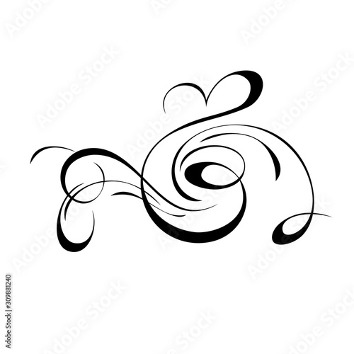 ornament 980. decorative abstract ornament with curls in black lines on a white background photo