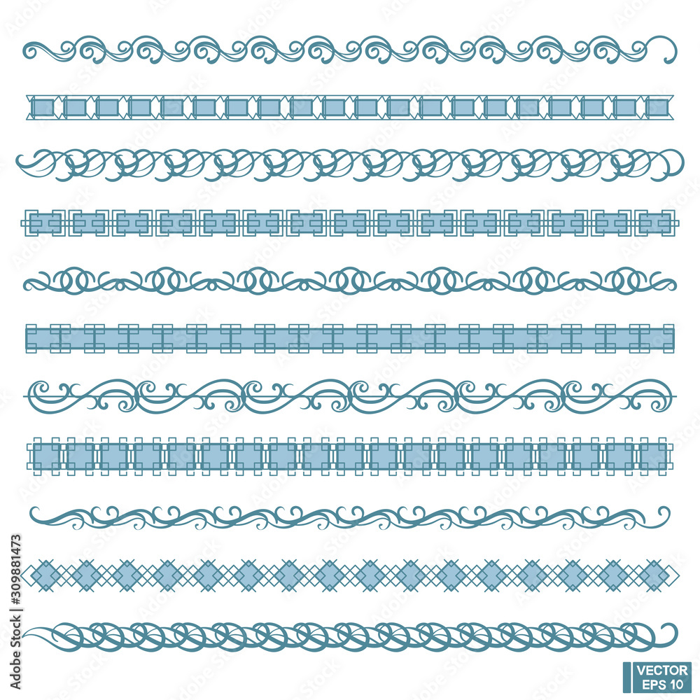 Set of geometric seamless frames isolated on white background Set of geometric seamless frames isolated on white background