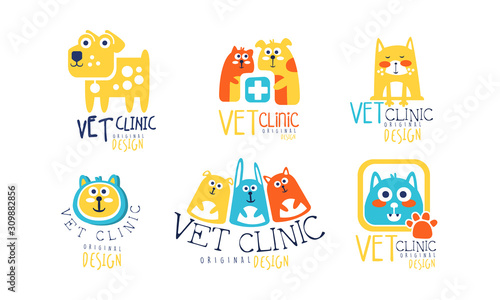 Vet Clinic Original Label Design Vector Set