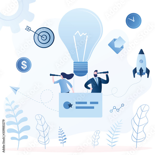 Teamwork, search for business ideas concept. Business incubator,start up development and teamwork.