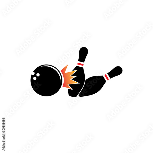 Bowling icon  silhouette  logo on white background