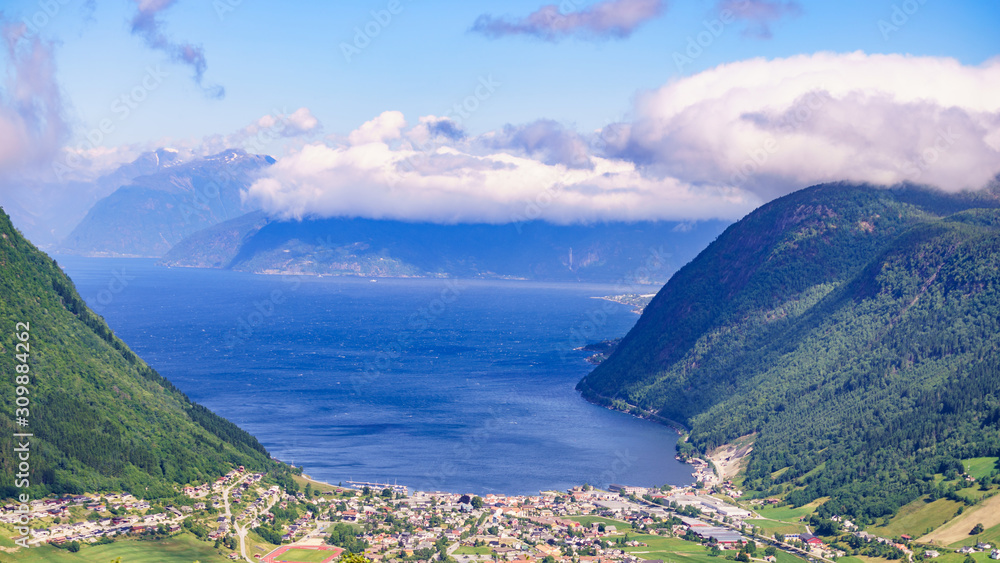 Obraz premium Mountains fjord landscape, Norway