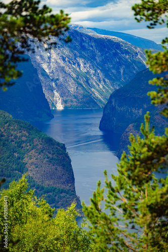 Fototapeta Naklejka Na Ścianę i Meble -  Fjord landscape Aurlandsfjord in Norway