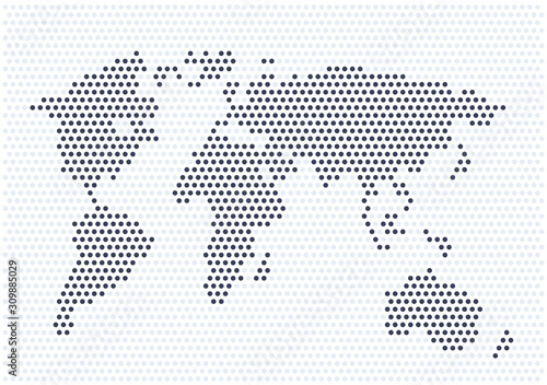 flat vector image on white background, abstract world map from circles.