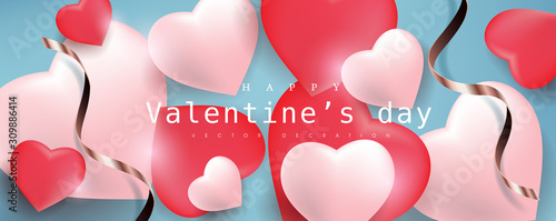 Valentines day background with Heart Shaped Balloons. Vector illustration.banners.Wallpaper.flyers, invitation, posters, brochure, voucher discount.