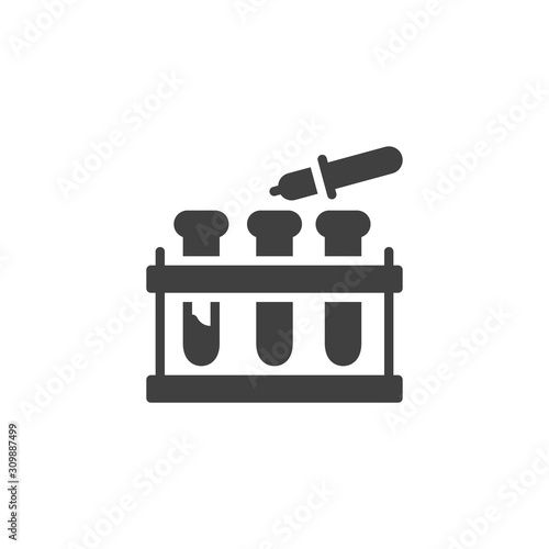 Laboratory Experiment vector icon. Test tubes pipette filled flat sign for mobile concept and web design. Scientific research glyph icon. Chemistry symbol, logo illustration. Vector graphics