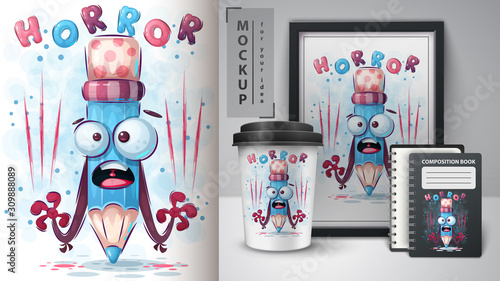 Horror pencil poster and merchandising