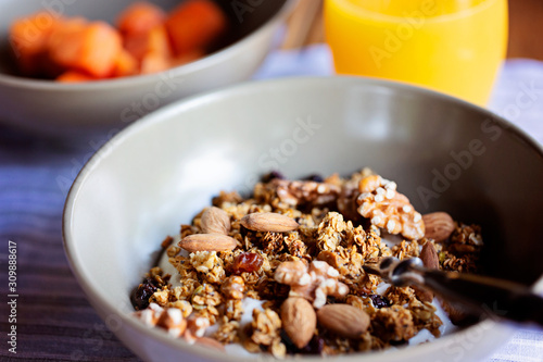 close-up of breakfast granola