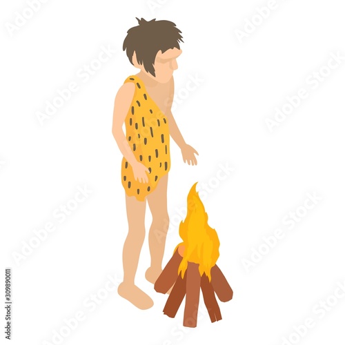 Mastering fire icon. Isometric illustration of mastering fire vector icon for web