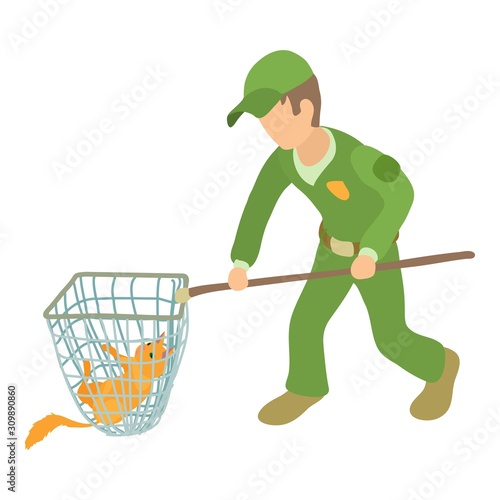 Catching cat icon. Isometric illustration of catching cat vector icon for web