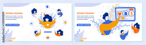Business partners online attraction flat vector illustration