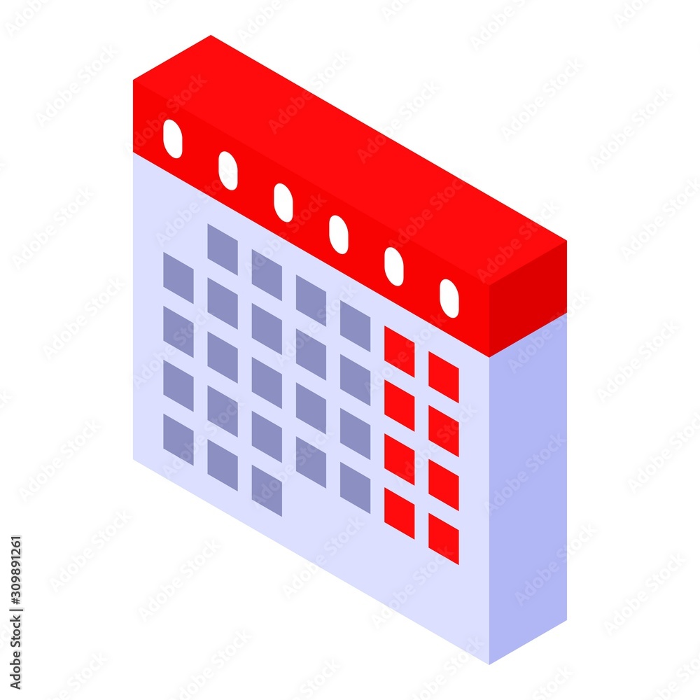 Calendar icon. Isometric of calendar vector icon for web design isolated on white background Calendar icon. Isometric of calendar vector icon for web design isolated on white background