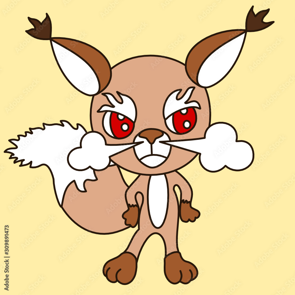 emoticon with a funny angry squirrel with red eyes, from which nose comes steam from rage, color vector clip art on isolated background emoticon with a funny angry squirrel with red eyes, from which nose comes steam from rage, color vector clip art on isolated background