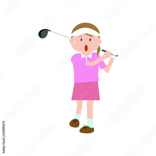 golf, miss shot, woman