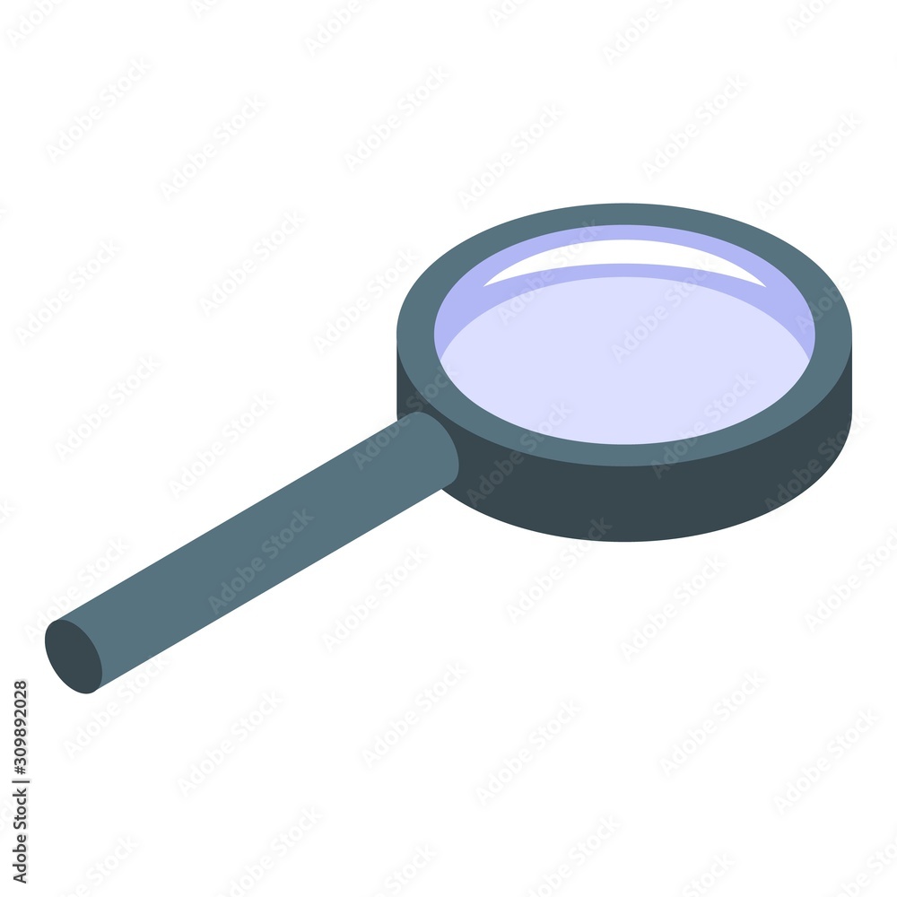 Magnifier glass icon. Isometric of magnifier glass vector icon for web design isolated on white background Magnifier glass icon. Isometric of magnifier glass vector icon for web design isolated on white background