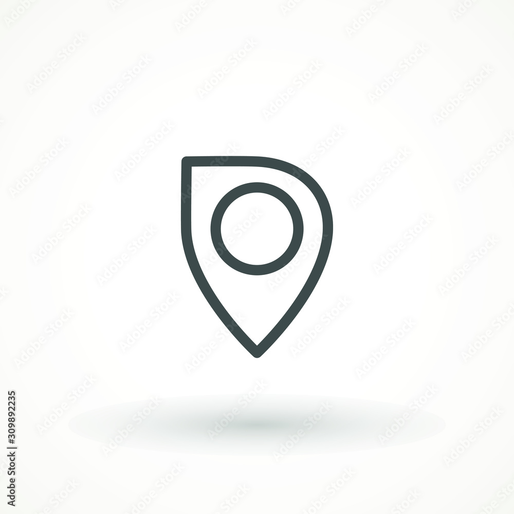 Location icon vector. Pin sign Isolated on white background. Navigation map, gps, direction, place, compass, contact, search concept. Flat style for graphic design, logo, Web, UI, mobile upp Location icon vector. Pin sign Isolated on white background. Navigation map, gps, direction, place, compass, contact, search concept. Flat style for graphic design, logo, Web, UI, mobile upp