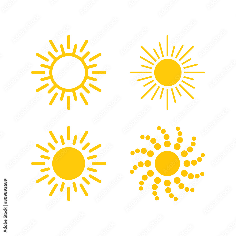 Sun icon set. isolated vector illustration. Use for admin panels, websites, interfaces, mobile apps. Sun sign symbol vector border Sun icon set. isolated vector illustration. Use for admin panels, websites, interfaces, mobile apps. Sun sign symbol vector border