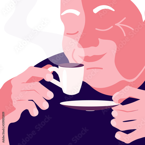 Old Woman with Cup of coffee