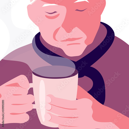 Old Man with Cup of coffee