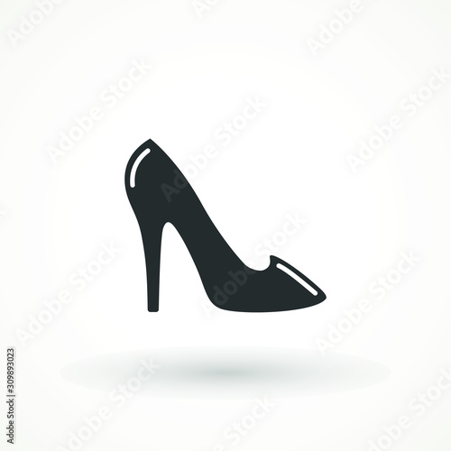 Woman Shoes Vector Icon Isolated On White Background Female shoe. trendy women's shoes vector logo Elegant black slipper Vector illustration. Good for wrapping, print, wallpaper.